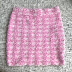 Meshki Pink and White Fuzzy Pencil Skirt